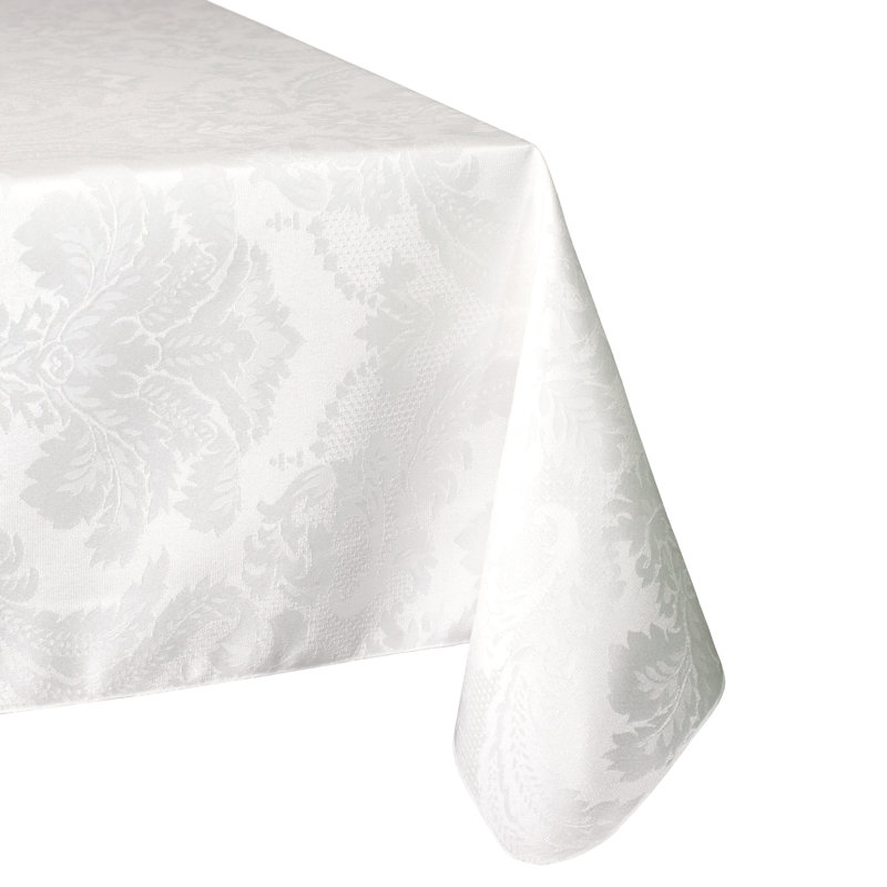 white damask tablecloth