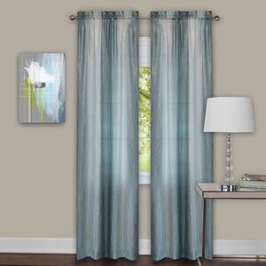 Sombre Striped Sheer Rod Pocket Curtain Panels (Set of 2)