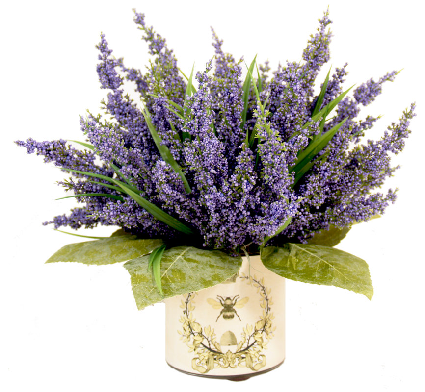 Lavender Heather in Decoupage Pot
