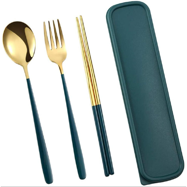 Portable Chopsticks Spoon Fork Cutlery Bag for Dinner Travel Camping Tableware~ 