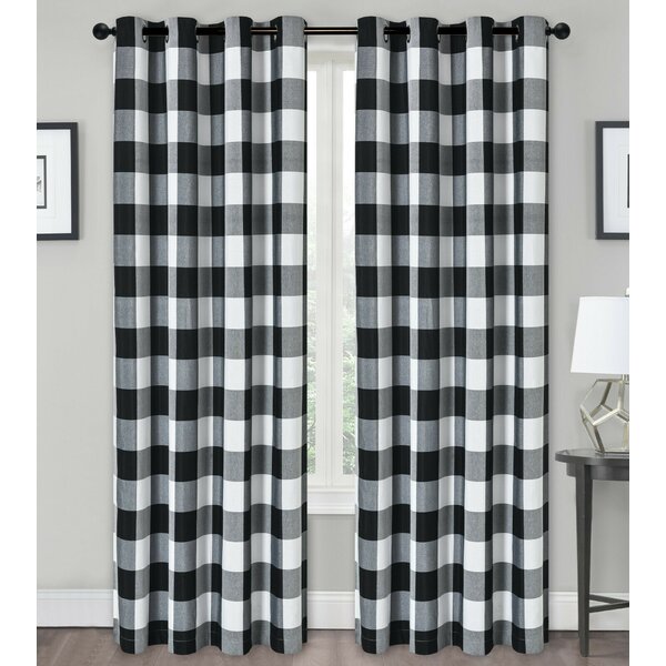 Plaid Buffalo Check Curtains Black and White Curtain Panels Country Decor 
