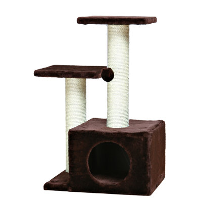 TRIXIE Valencia 28" Cat Tree, 3-Level Cat Tower, Sisal Scratching Posts, Plush Condo and Platforms, Dangling Cat Toy