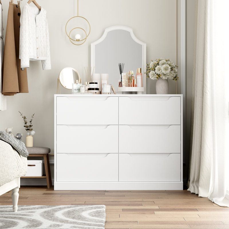 Anjeanette 6-Drawer Double Dresser Color: White