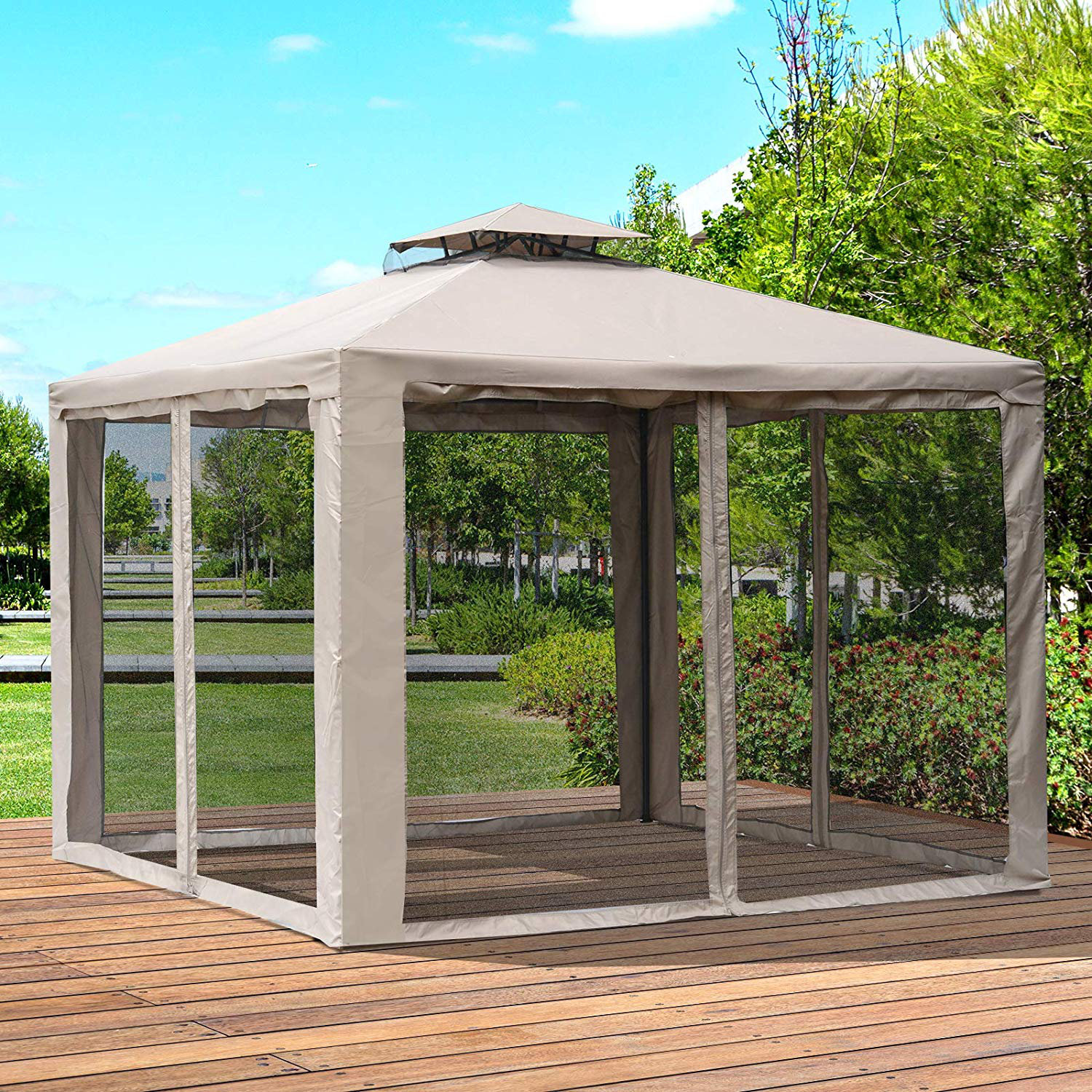 Outsunny 10 Ft W X 10 Ft D Metal Patio Gazebo Reviews Wayfair