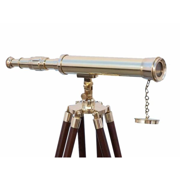 Leather Harbor Master Telescope 30 in Telescopes Decorative Accent Handcrafted Model Ships ST-0137 Chrome-Black Floor Standing Chrome