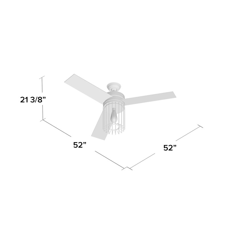 Hunter Fan 52 Ronan 3 Blade Ceiling Fan With Remote Light Kit