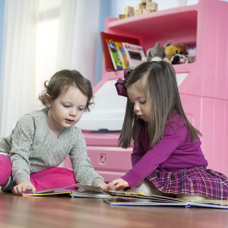 step 2 toy box with shelf pink