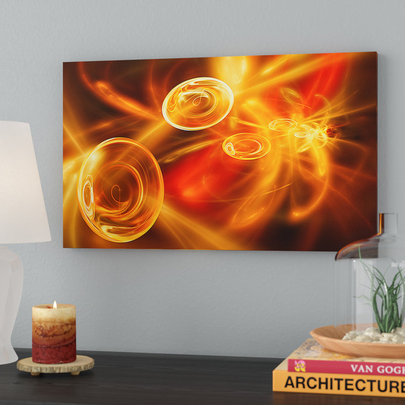 East Urban Home Yellow Fractal Desktop Wallpaper Oil Painting