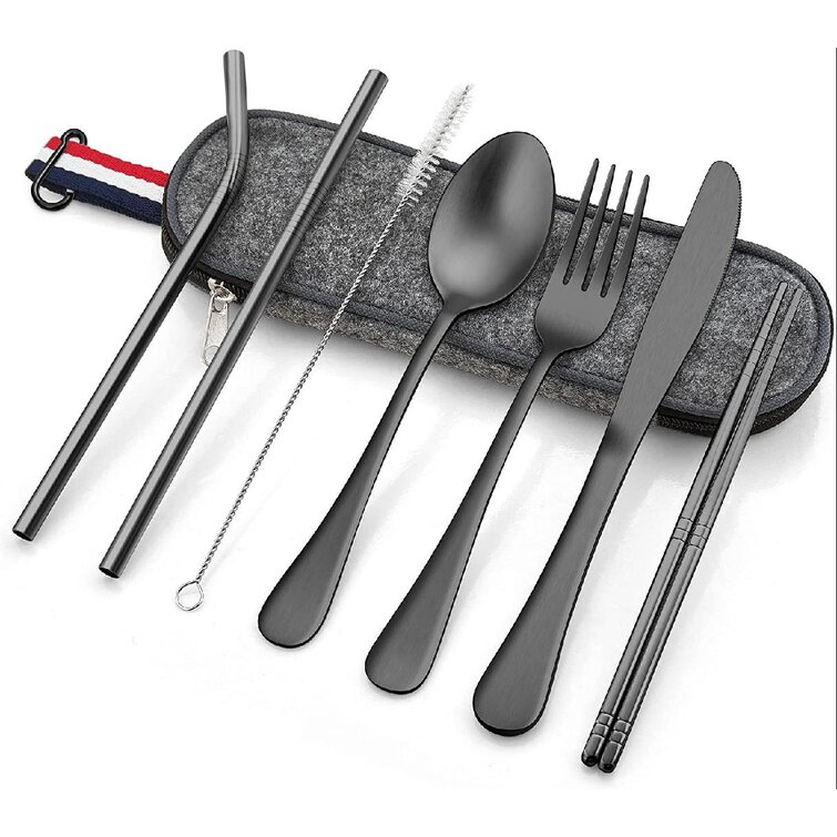 Stainless Steel Camping Tableware Set Bowl Spoon Chopsticks Outdoor Cutlery