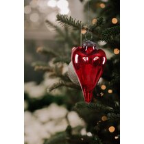 Red Christmas Tree Ornaments Hanging Baubles Star,Heart,Drops,Bows Xmas Decor