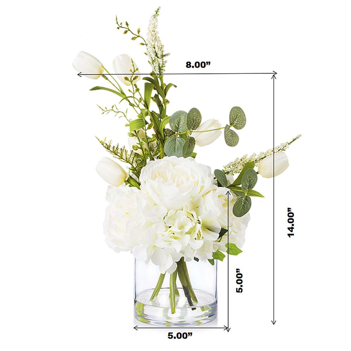 Primrue Peony Hydrangea And Tulip In Glass Vase | Wayfair