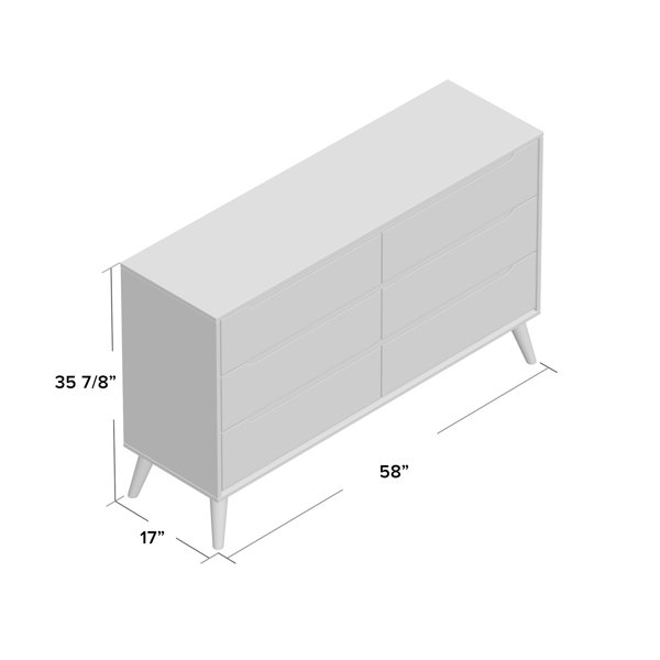 Stalter 6-Drawer 58" W Solid Wood Double Dresser
