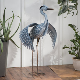 Blue Heron Statue Wayfair Metallic Heron Statue
