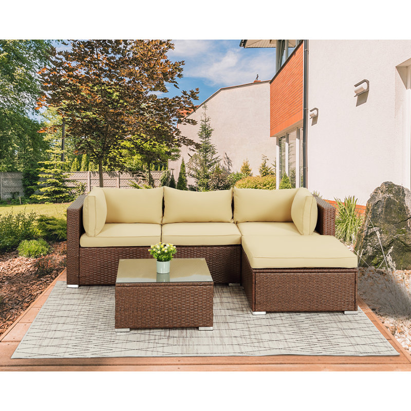 Latitude Run Arcelay 5 Piece Rattan Sofa Seating Group With Cushions Wayfair