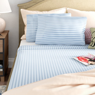 Light Blue Stripe Bed Sheet Set All Extra Deep Pkt & Sizes 1000 TC Egypt Cotton 