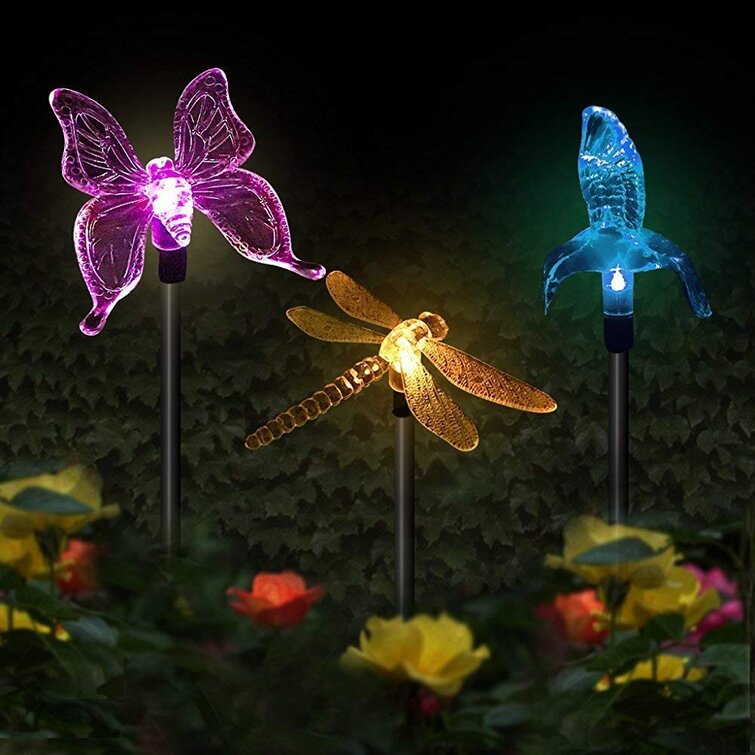 Resin Solar Powered Butterfly Stakes Outdoor Garden Stakes Lawn Decoration 