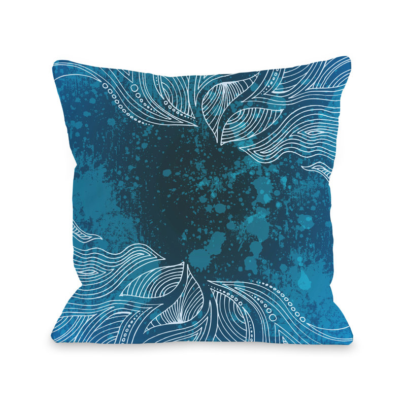 Highland Dunes Cioffi Make Waves Dark Blue Outdoor Throw Pillow Highland Dunes Cioffi Make Waves Dark