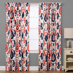 Ikat Semi-Sheer Rod Pocket Single Curtain Panel