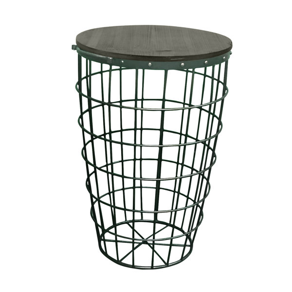 Gracie Oaks Pflugerville Mini Basket Wood Top End Table Wayfair