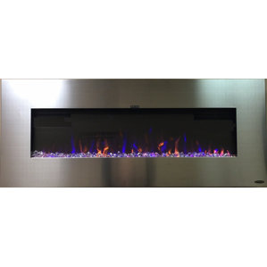 AudioFlare Stainless Insert/Recessed Electric Wall Mount Fireplace with Bluetooth Audio by Touchstone