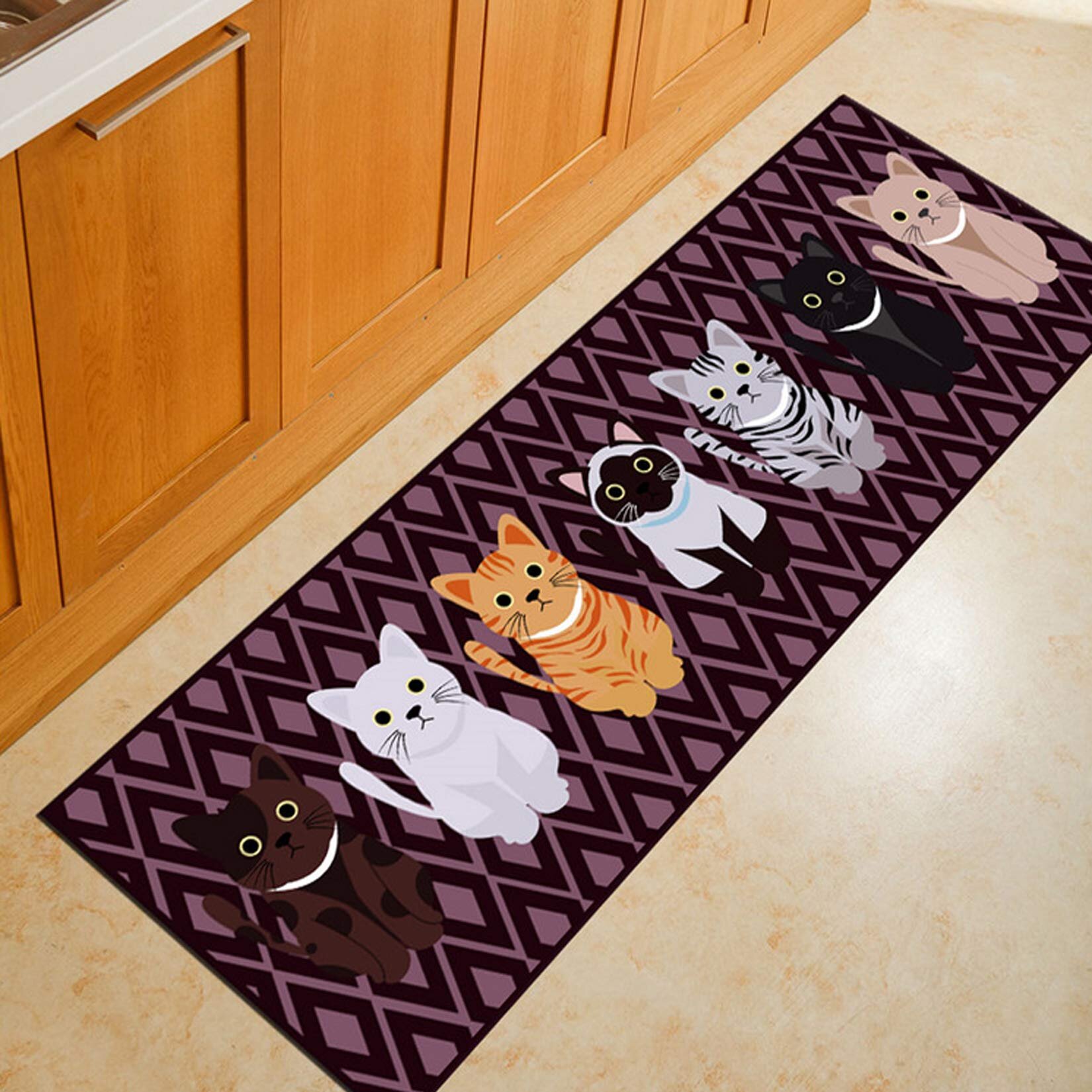 2-Piece Kitchen Mat Set Doormat Runner Rug Anti-Slip Carpet Floor Pad Non Slip 