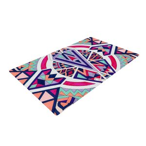 Pom Graphic Design Abstract Journey Circular Tribal Pink/Blue Area Rug