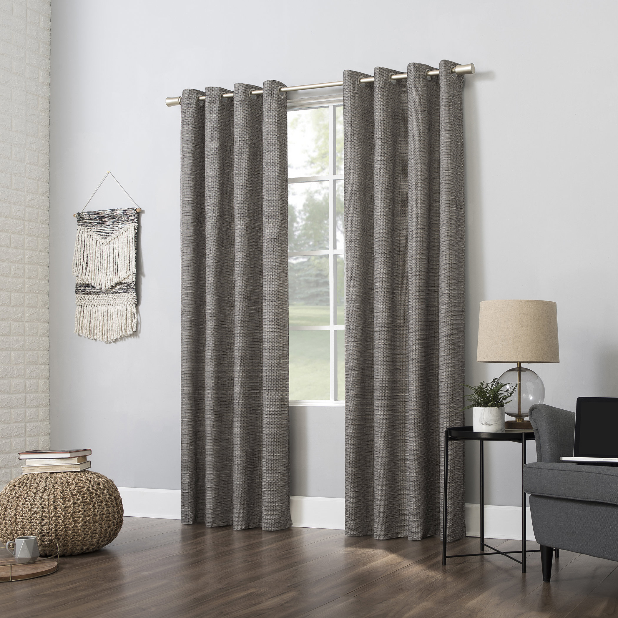 Sun Zero Kline Burlap Weave Geometric Max Blackout Thermal Grommet
