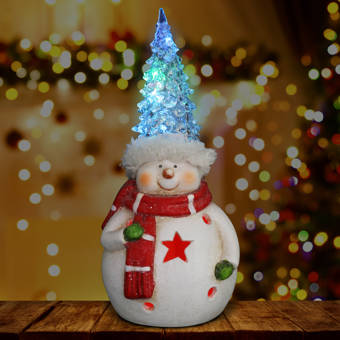 The Holiday Aisle Snowman With Led Christmas Tree Hat Statuary Wayfair