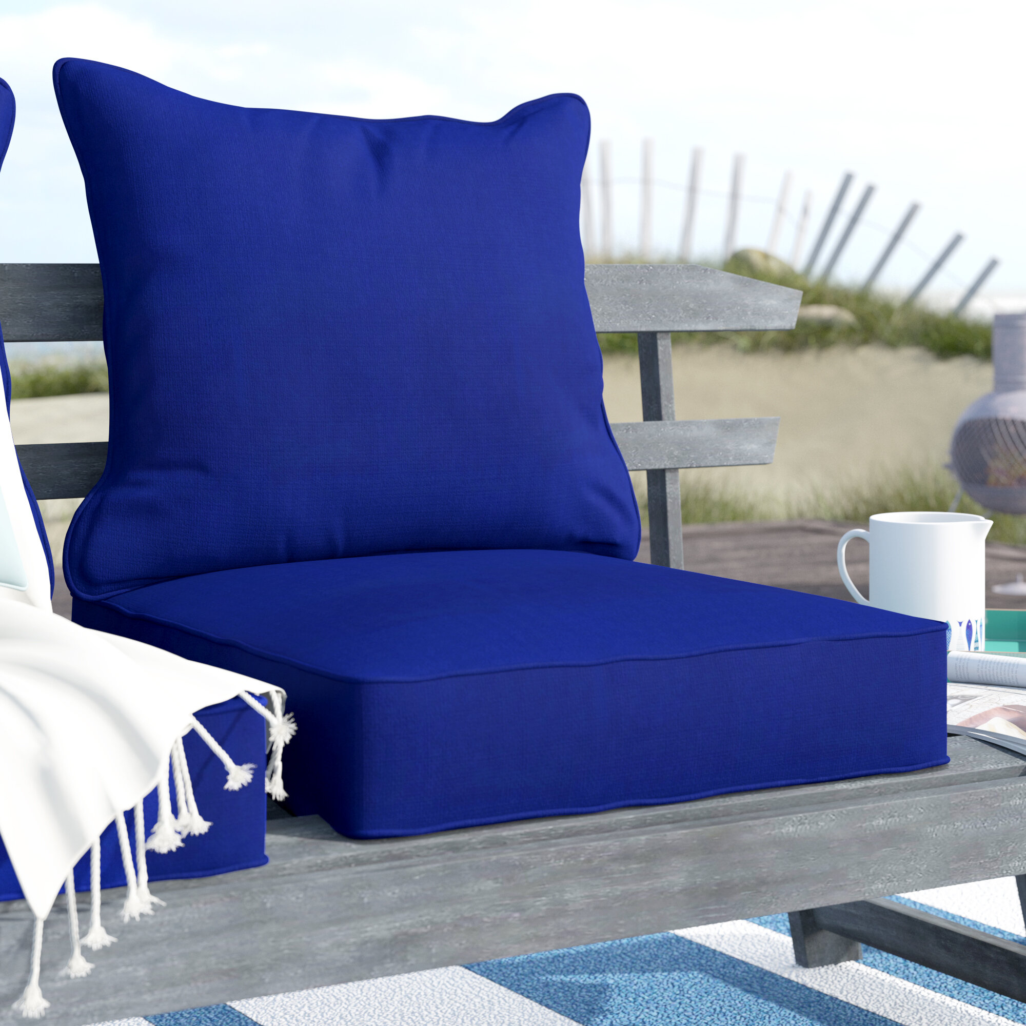 Breakwater Bay 2 Piece Indoor Outdoor Chair Cushion Set Reviews Wayfair