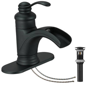 Bathfinesse Bathroom Sink Faucet Commercial Waterfall Oil Rubbed Bronze Brass Deck Mount Modern Lavatory Faucets Single Handle One Hole With cUPC Supply Lines Lead-Free 