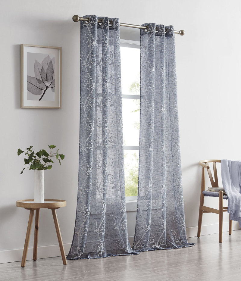 Najim Poleyester Sheer Curtain Pair Size per Panel: 38" W x 96" L, Curtain Color: Spa