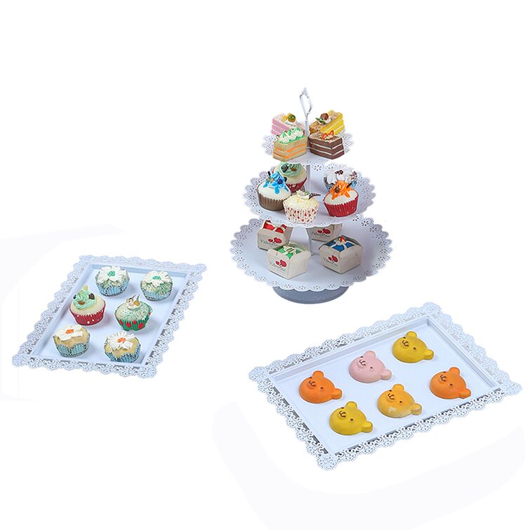 6pcs Cake Stand Set Round Cupcake Holder Wedding Dessert Display Plate W/Crystal 