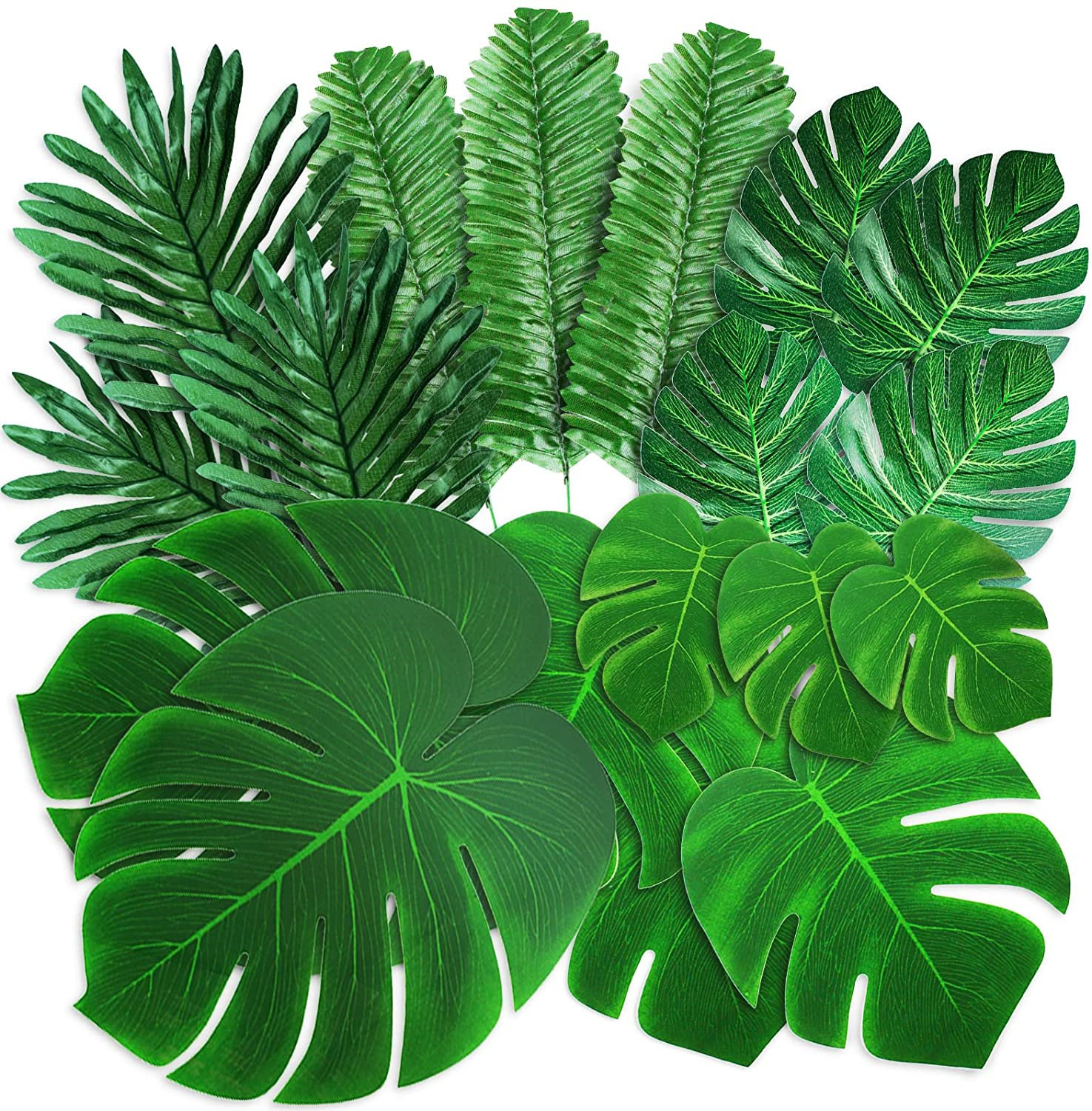 12pcs Artificial Tropical Palm Leaves Plastic Silk Fake Leaf Wedding Home Decor 