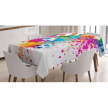 White Multicolor Colorful Modern Artistry Numerous Geometrical Entertaining Models Pattern Rectangle Satin Table Cover Accent for Dining Room and Kitchen 60 X 84 Ambesonne Abstract Tablecloth