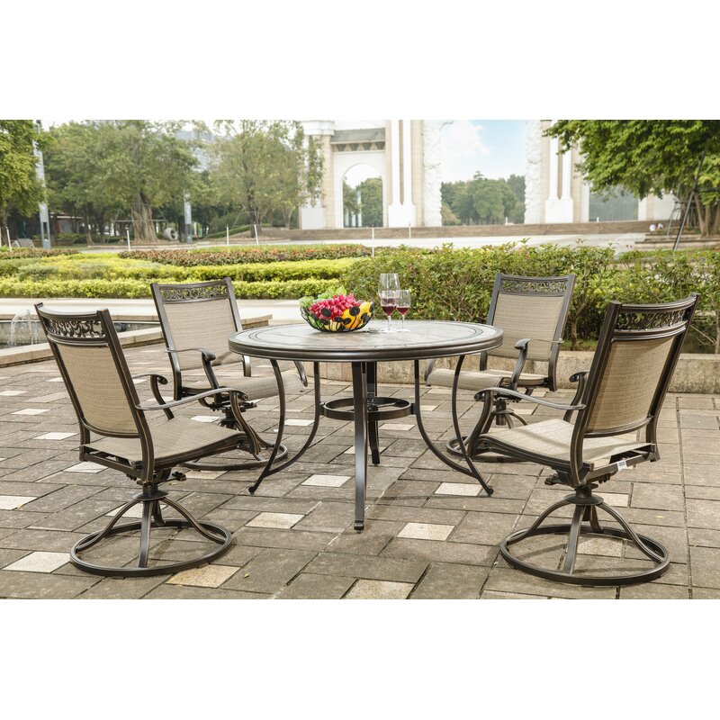 Astoria Grand Stainforth Outdoor Patio 5 Piece Dining Set ...