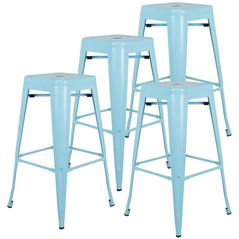 Williston Forge Bar Stools Set Of 4 30 Inches Metal Bar Stool Chair Stackable Counter Height Barstools Farmhouse