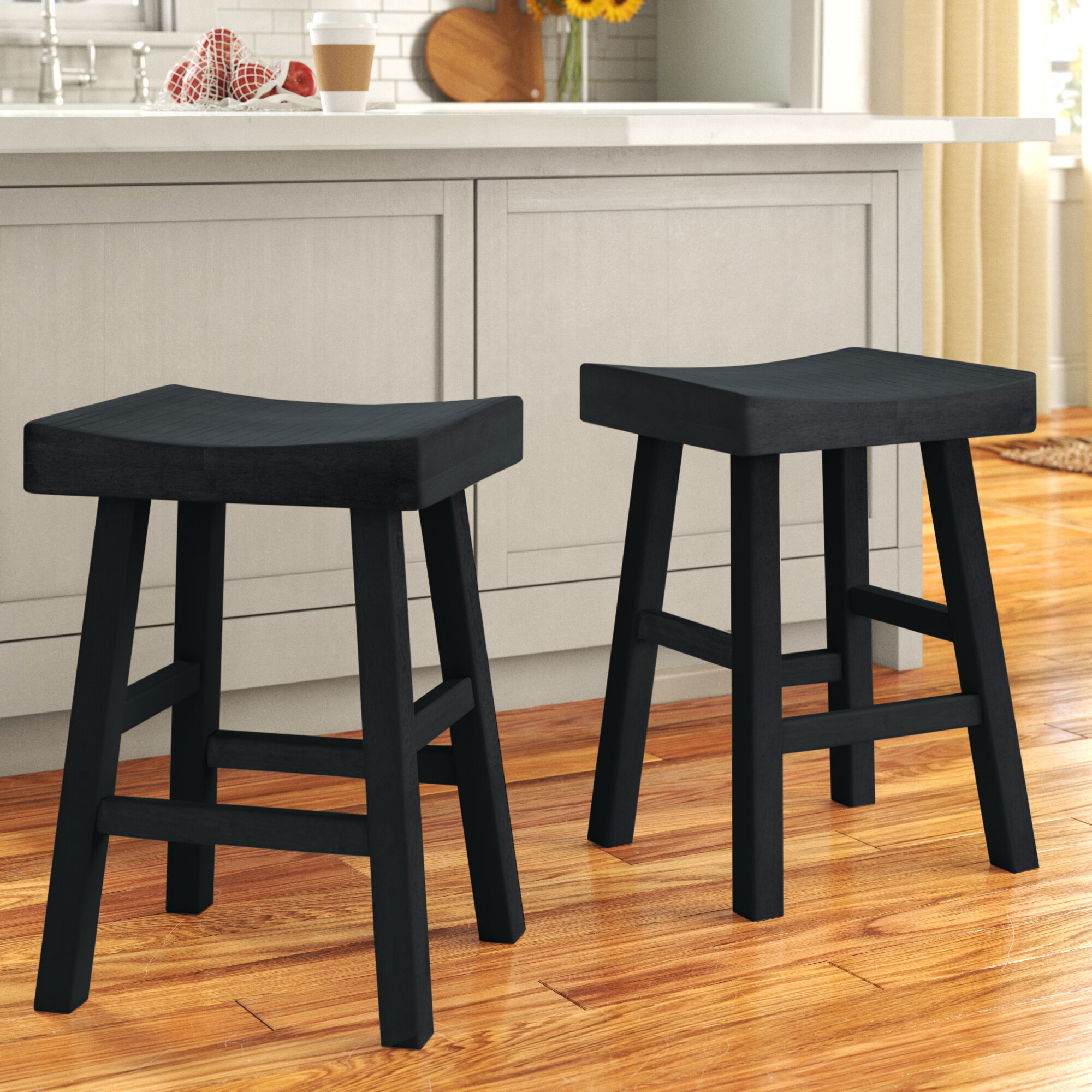 black wood backless counter stools