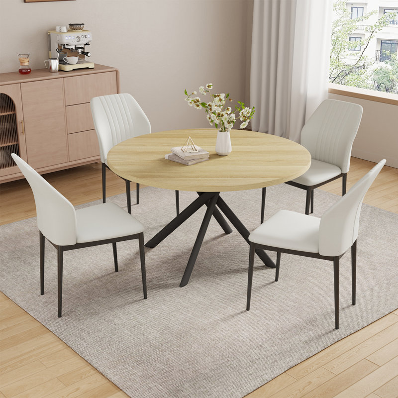 (Incomplete 2 chair only) Kalsey Round 45.3'' Restaurant Dining Set Chair Color: White