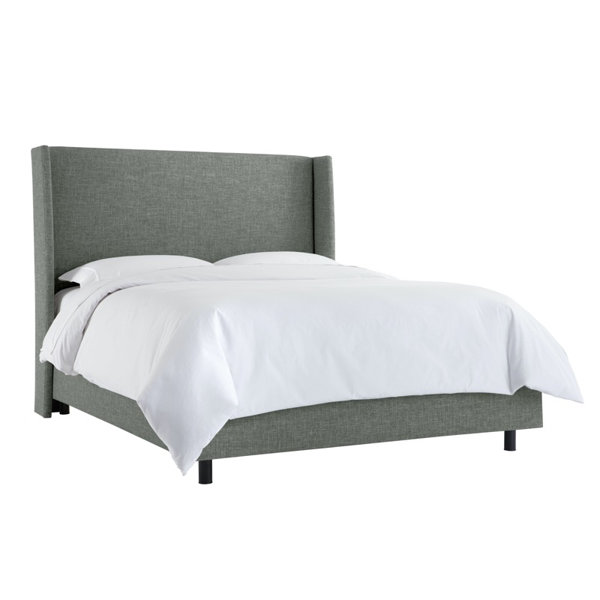 Light Gray King Size Upholstered Bed Frame Platform Headboard Bed W/ Wood Slats 