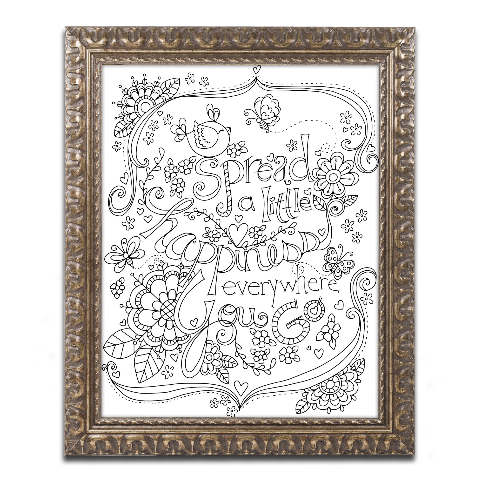 Trademark Art Spread Happiness Coloring Page Framed Graphic Art On Canvas Wayfair