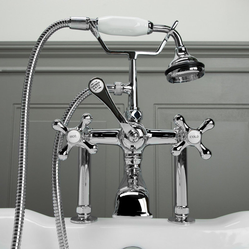 Chevington Triple Handle Deck Mounted Clawfoot Tub Faucet ...
