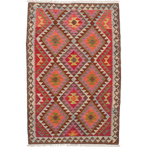 Olmsted Hand-Woven Dark Red/Violet Wool Indoor Area Rug