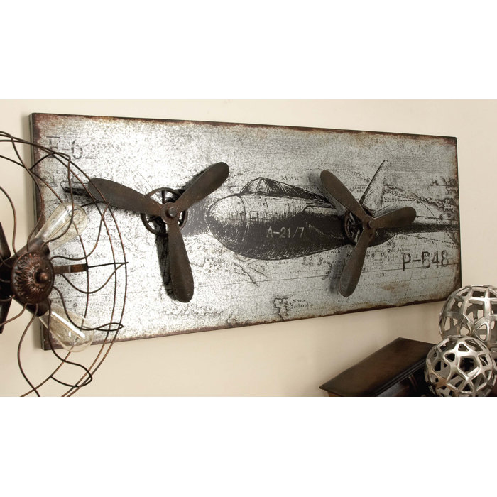 Breakwater Bay Metal Airplane Plaque Wall Decor Reviews Wayfair
