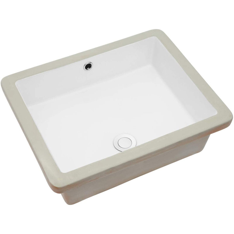 Ghomeg White Ceramic Rectangular Undermount Bathroom Sink With Overflow Wayfair