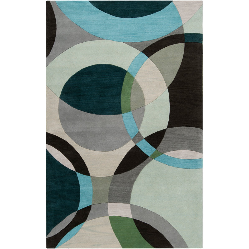 Ebern Designs Dewald Abstract Handmade Tufted Wool Gray Light Area Ebern Designs Dewald Abstract Handmade