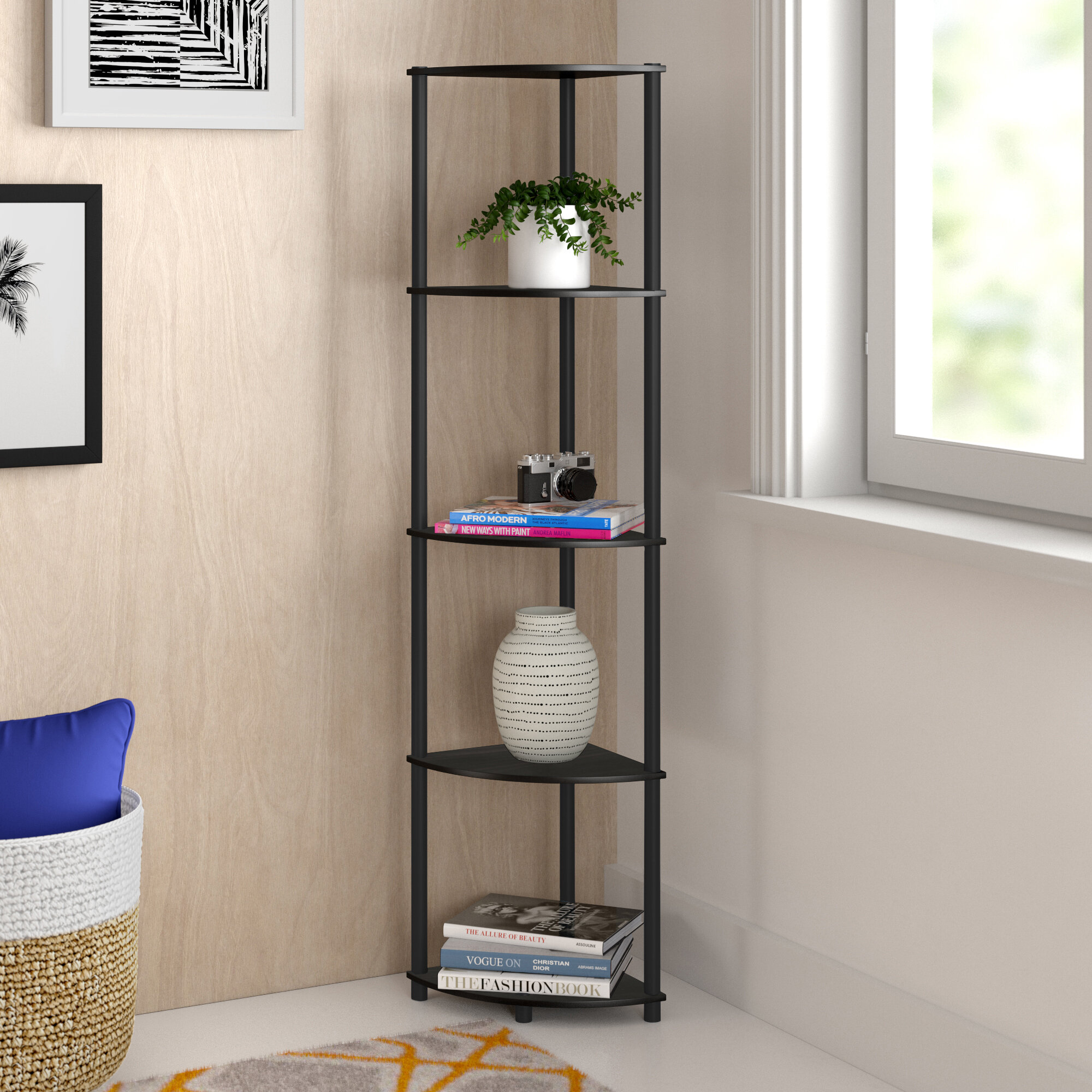 Red Barrel Studio® Delrosario 11.6'' W Plastic Corner Bookcase