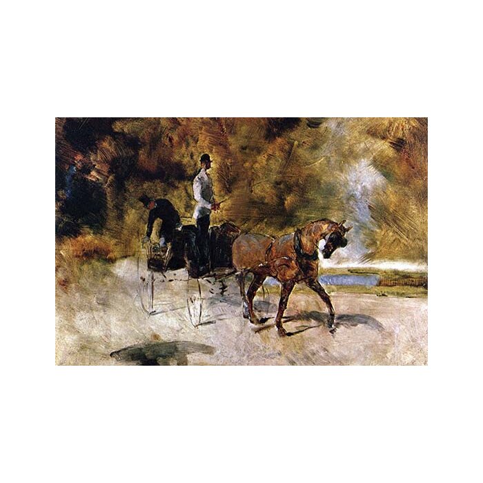 The one horse Carraige by Toulouse Lautrec Giclee Fine Art Print Repro on Canvas