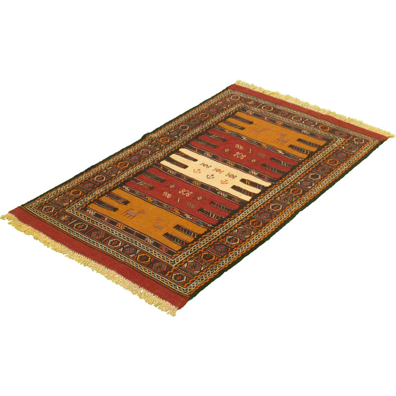 Bloomsbury Market Ahja Handmade Kilim Wool Dark Copper Dark Gold Rug