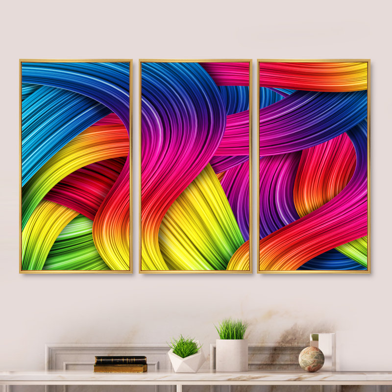 3D Rainbow Art - 3 Piece dreamy wall art Graphic Art on Canvas