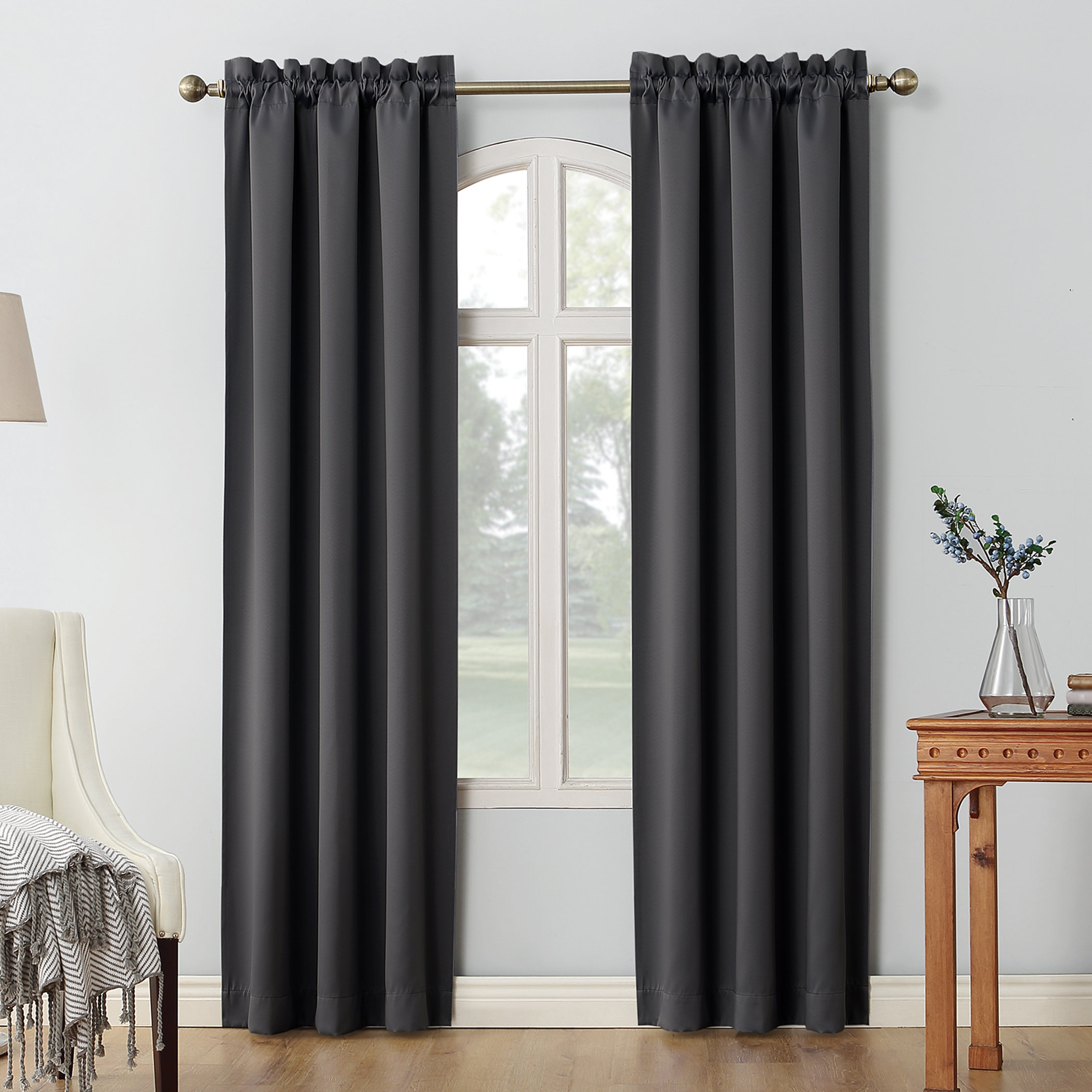 Sun Zero Oslo Max Blackout Thermal Rod Pocket Curtain Panels
